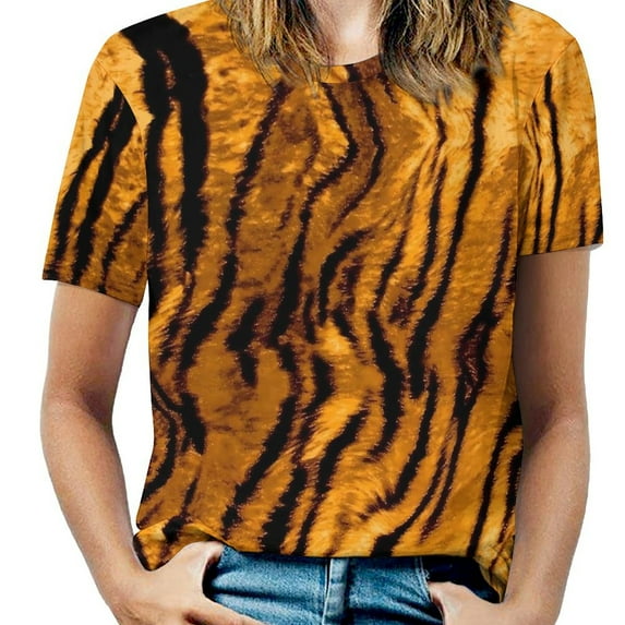 Summer Golden Tiger Print T Shirts Animal Street Wear T-Shirt Womens Short Sleeve Elegant Big Size Tees Design Clothes G