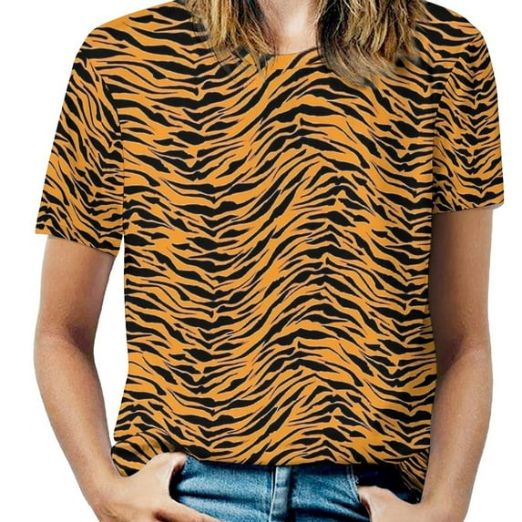 Summer Golden Tiger Print T Shirts Animal Street Wear T-Shirt Womens Short Sleeve Elegant Big Size Tees Design Clothes Gift Idea