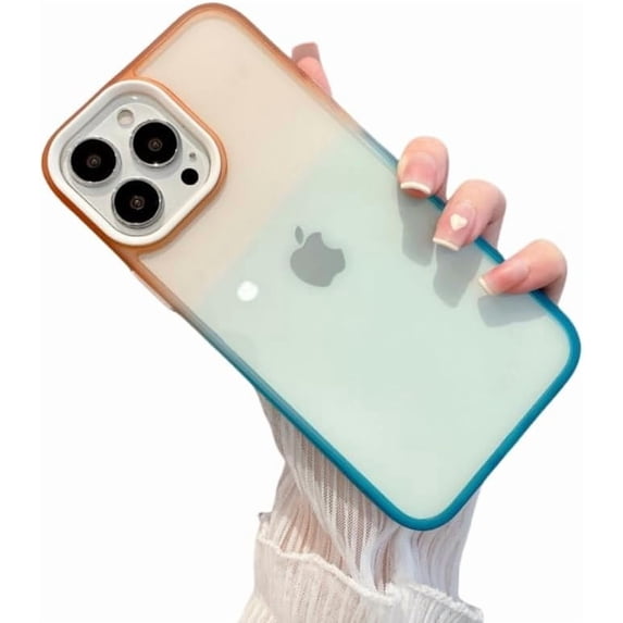 Summer Gradient Colour Two-Tone U Shield Phone case, Clear Phone case, Small Fresh Design, Multiple Colours Available, for iPhone 14 13 12 11 Pro Plus Max Phone case (P4,iPhone 14 Pro Max)