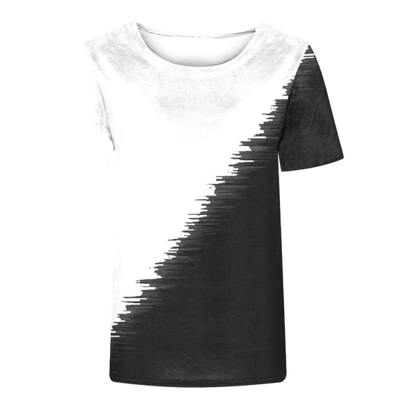 Summer Gradient Tee for Women Short Sleeve Loose Tshirts Casual Crewneck Blouses Fashion Outfits