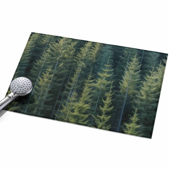 Summer Green Area Rugs 2x3ft Pine Trees Forest Floor Rug&nbsp;Non Slip Low Pile Ultra Soft Throw Carpet for Entryway Indoor Entrance Kitchen Bathroom