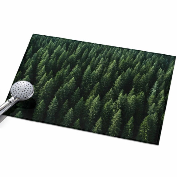 Summer Green Area Rugs 2x3ft Pine Trees Forest Floor Rug Non Slip Low Pile Ultra Soft Throw Carpet for Entryway Indoor Entrance Kitchen Bathroom