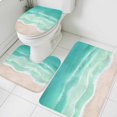 thumbnail image 1 of Summer Green Beach Bathroom Rugs Set Coastal Nautical Watercolor Gradient Ocean Wave Non Slip Absorbent Soft Bath Mats 3 Piece Set with Bathroom Rug, U-Shaped Floor Mat, Toilet Seat Cover Small Size, 1 of 9