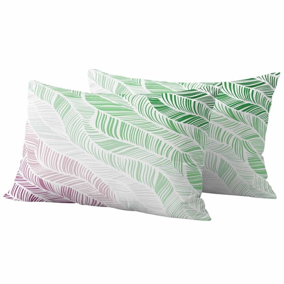 Summer Green Beach Outdoor Pillow Covers Pack of 2 Modern Abstract Gradient Green Purple Waves Stripe Waterproof Throw Pillow Covers Decorative Cushion Cases for Patio Garden Tent Balcony 20x12 inch