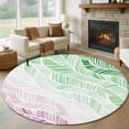 thumbnail image 1 of Summer Green Beach Round Living Room Rugs 7 ft, Modern Abstract Gradient Green Purple Waves Stripe Washable Area Rug with Non-Slip Sturdy Edge Binding Round Carpet for Kitchen Office Bedroom, 1 of 9