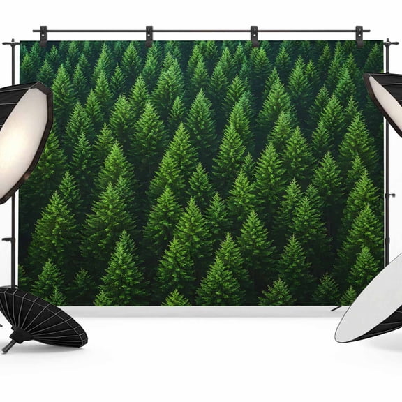 Summer Green Forest Backdrop for Photography, Pine Trees Forest Landscape Style Photo Backdrop Portrait Background Party Banner Photo Backgrounds for Studio Booth Props, 7x5ft