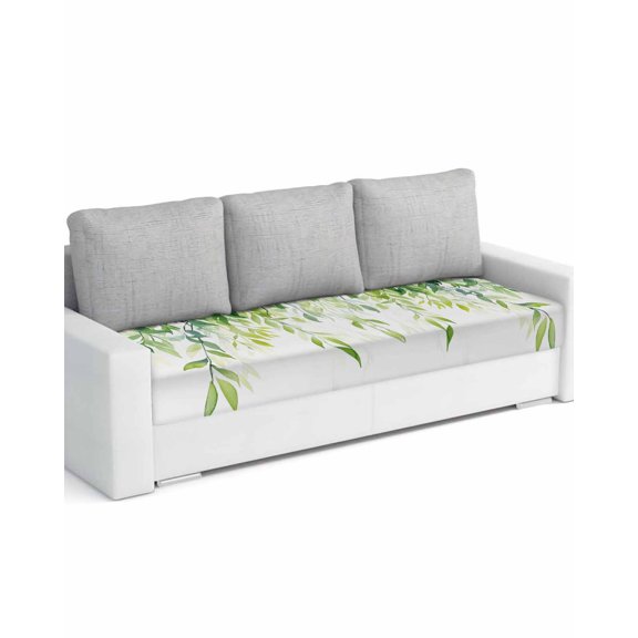 Summer Green Leaf Sofa Couch Cushion Covers Washable, Removable Stretchable Sectional Couch Covers, Pastoral Spring Botanical Vines Slipcovers for L & T Shape Sofa Furniture Protector L Size 1 pc