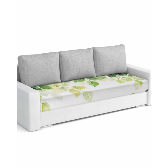 Summer Green Leaves Sofa Couch Cushion Covers Washable, Removable Stretchable Sectional Couch Covers, Simple Eucalyptus Branch Plants Slipcovers for L & T Shape Sofa Furniture Protector L Size 1 pc
