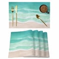 thumbnail image 1 of Summer Green Ocean Wave Placemats Set of 6,Wipeable Washable Table Mats for Dining Tables, Coastal Seaside Water Ripple Place Mats for Kitchen Event Party Tabletop Decor, 1 of 9
