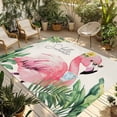 thumbnail image 1 of Summer Green Palm Leaf Outdoor Rug 3x5 Ft - Reversible Patio Rug Outdoor Camping Rugs, Pink Flamingo Tropical Plant Washable Indoor Outdoor Area Rugs, Non-Slip Outdoor Carpet Runner for Deck/Porch, 1 of 8