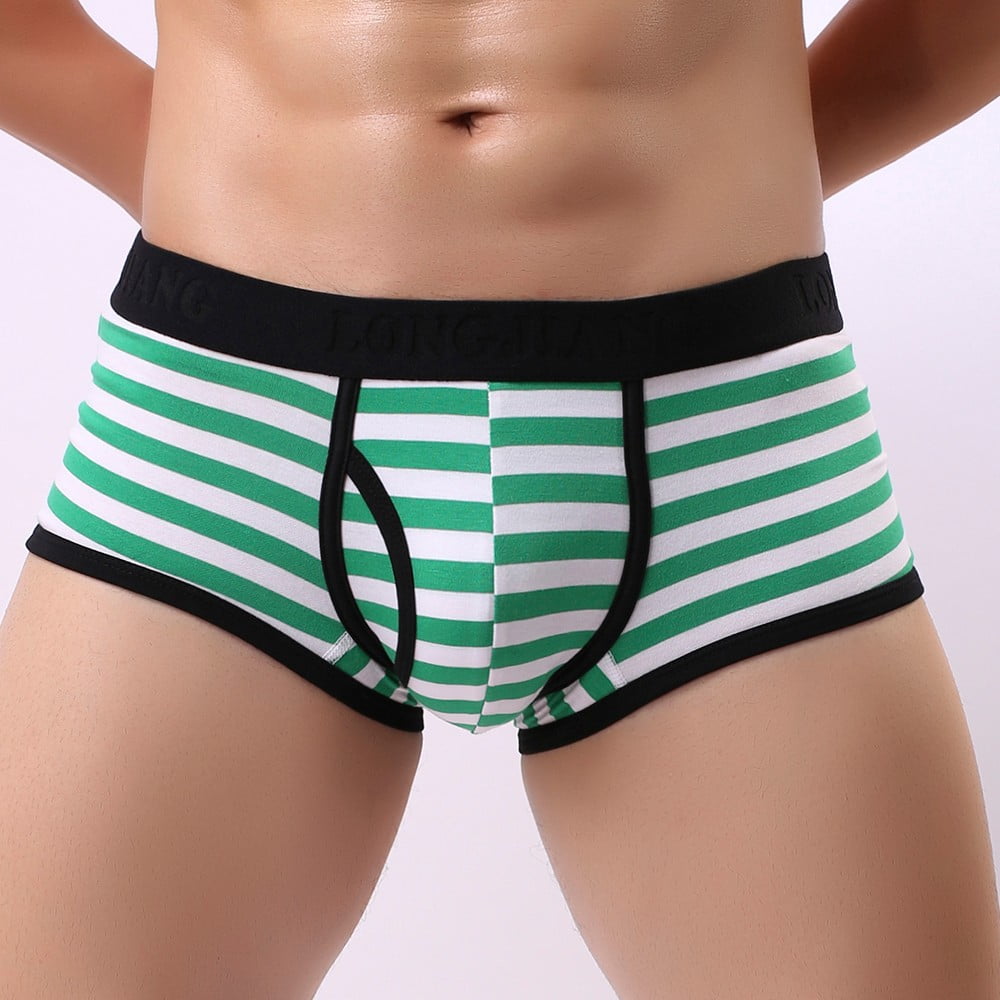 Summer Green Short Underwear Sexy Mens Striped Breathe Briefs Bulge Pouch  Shorts Underpants - Walmart.com