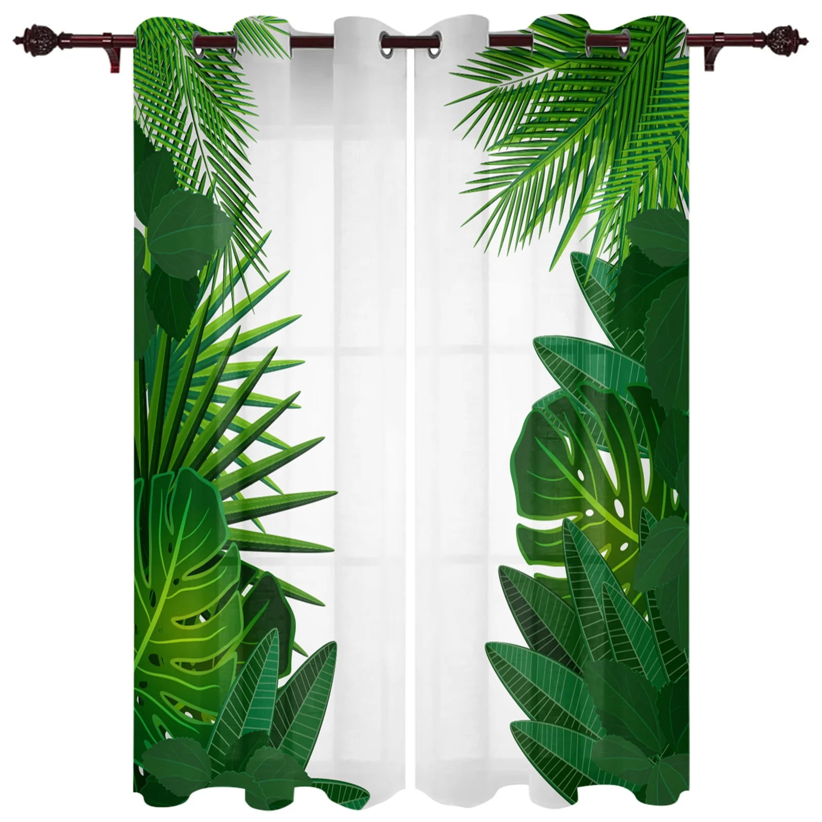 Summer Green Tropical Plant Palm Leaves Luxury Home Curtains Home ...