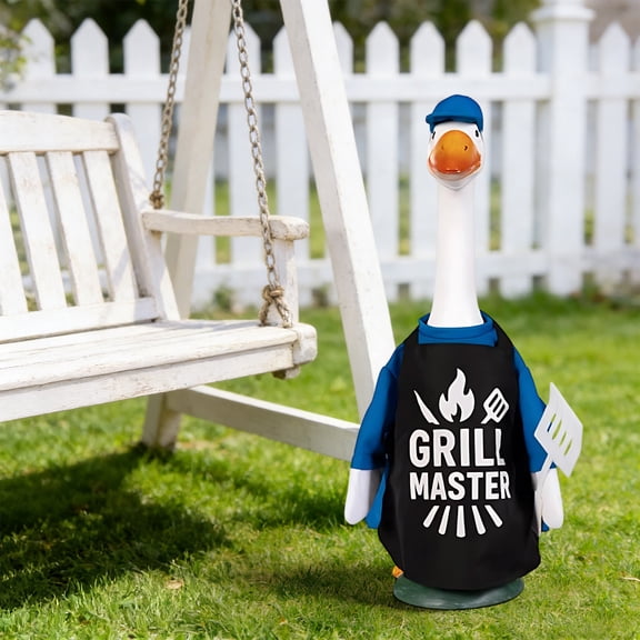 Summer Grill Master Porch Goose Outfit, 23" Lawn Goose Statue Outfit, Summer Goose Costume for Garden and Patio