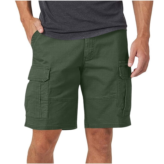 Summer Gym Shorts for Men Plus Size Elastic Waist Solid Color Summer Fitness Running Workout Short Pants with Pockets Fast-Drying Fabric Activewear Army Green S