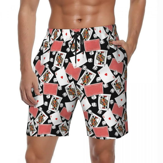 Summer Gym Shorts Men's Playing Cards And Heart Custom DIY Board Short Pants Casual Quick Drying Be