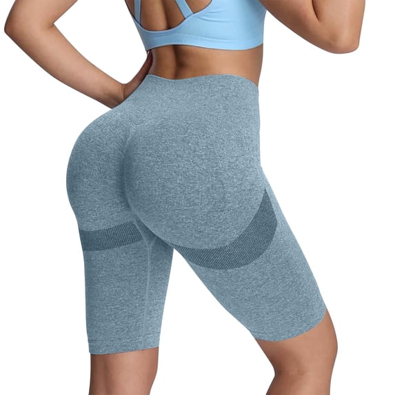 Summer Gym Yoga Shorts for Womens Fashion Plus Size Solid Color Seamless High Waist And Hip Lifting Exercise Yoga Five Part Pants Shorts