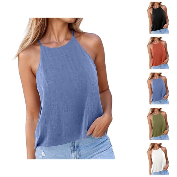 Summer Halter Crop Tank Tops for Women Open Back Sleeveless Tee Shirts Y2k Going out Tops Beach Camisole