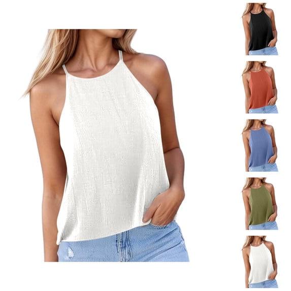 Summer Halter Crop Tank Tops for Women Open Back Sleeveless Tee Shirts Y2k Going out Tops Beach Camisole