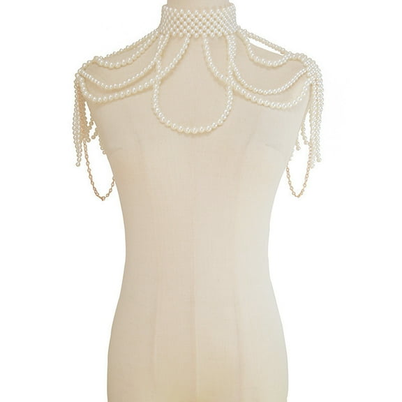 Summer Handmade Woven Pearl Shoulder Chain - Elegant Tassel Multi-Layer Necklace and Body Chain for Dresses and Bras
