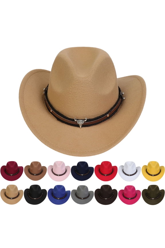 Summer Hat for Toddler Boy Cowboy Hats for Kids Vintage Wide Brim Felt Cowboy Hat Girls Cowgirl Hat with Belt Buckle