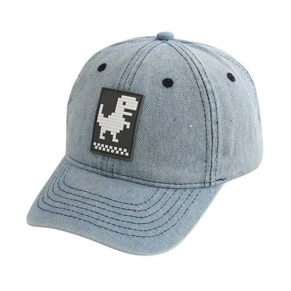 Summer Hats for Baby Boys and Girls Baby Boys and Girls' Distressed Denim Dinosaur Print Baseball Cap | UPF 50+ Sun Protetion Hat for Boys & Girls &White 2-8 Years