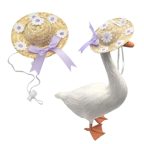 Summer Hats For Porch Geese Adorable Flower Hats Colorful Options With Ribbon Accents Perfect For Outdoor Decor & Stylish Farmhouse Accents,Purple