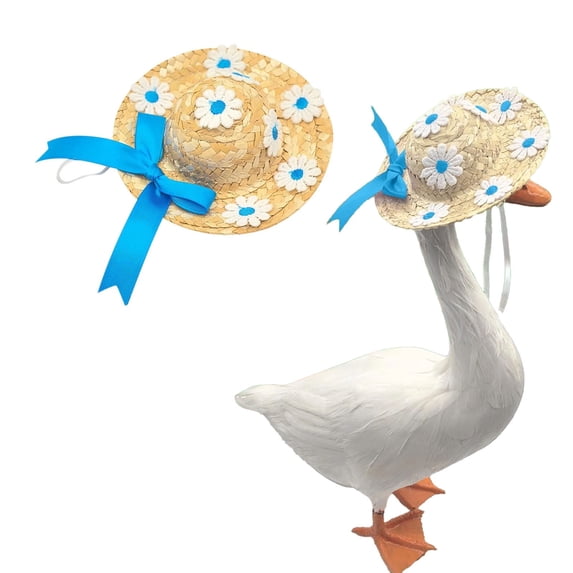 Summer Hats For Porch Geese Adorable Flower Hats Colorful Options With Ribbon Accents Perfect For Outdoor Decor & Stylish Farmhouse Accents，Sky Blue