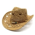 thumbnail image 1 of Summer Hats for Women , Beach Accessories for Women , Gardening Hat for Women Stylish Summer Western Cowboy Straw Hat for Women and Men Breathable Shapeable Sun Wide Brim Hollow Design, 1 of 3