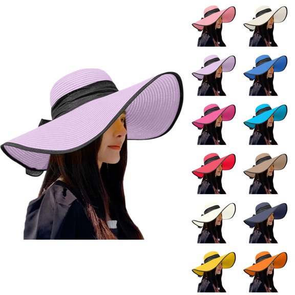 Summer Hats for Women – Wide Brim Foldable Straw Sun Hat, Packable Beach Hat with UV Protection, Floppy Vacation Hat for Pool, Garden, Hiking and Travel