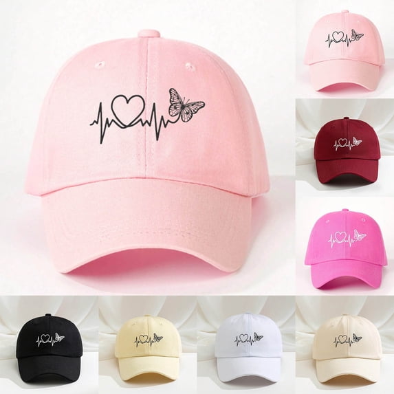 Summer Hats for Women Unisex Heart Butterfly Adjustable Baseball Sun Hat Outdoor Daily Yellow One Size