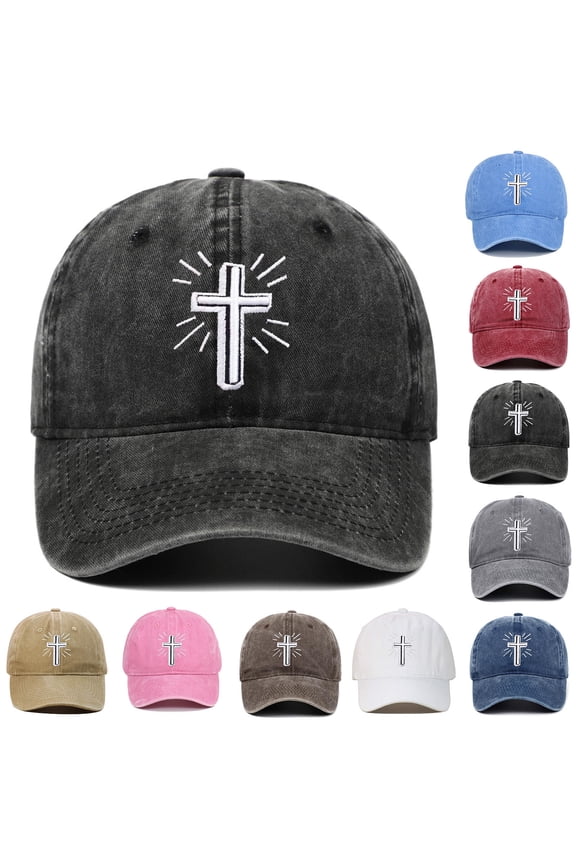 Summer Hats for Women Unisex Jesus Cross Embroidered Baseball Cap Hop Sports Brick Red One Size