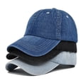 thumbnail image 1 of Summer Hats for Women Unisex Washed Solid Denim Distressed Baseball Cap Retro Navy One Size, 1 of 5
