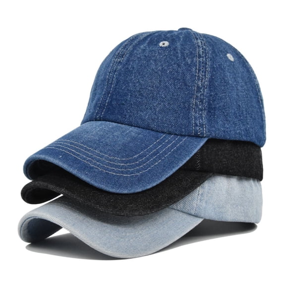 Summer Hats for Women Unisex Washed Solid Denim Distressed Baseball Cap Retro Navy One Size