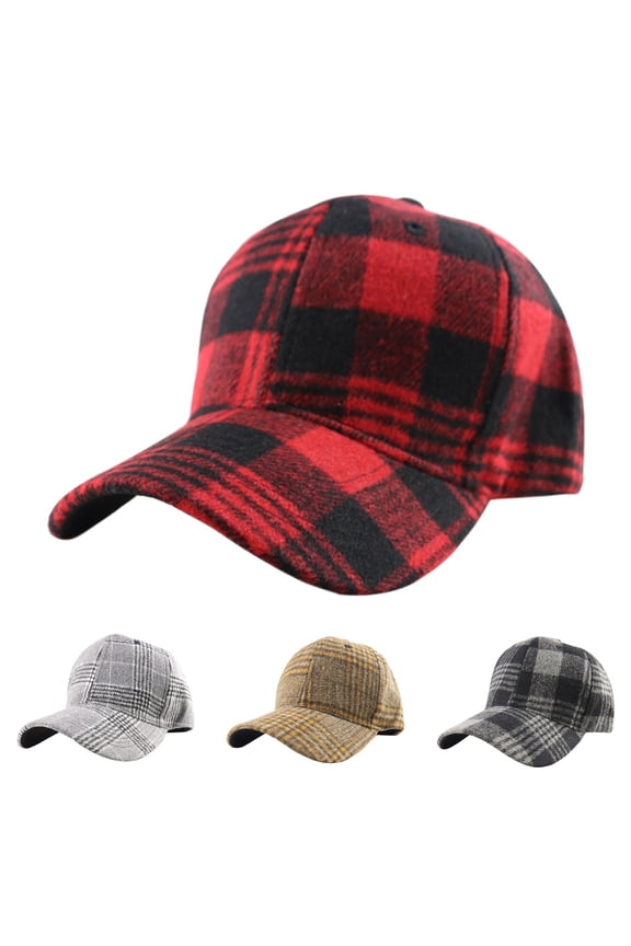 Summer Hats for Women Unisex Winter Plaid Baseball Cap Black Red Outdoor Stylish Grey One Size