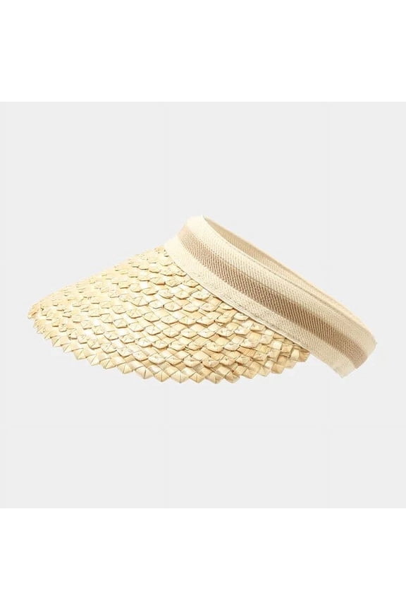 Women Handmade Raffia Straw Hat Sun Visor Hat Sunscreen Lady Holiday Beach UV Protection Topless Stab Fashion Panama Hat