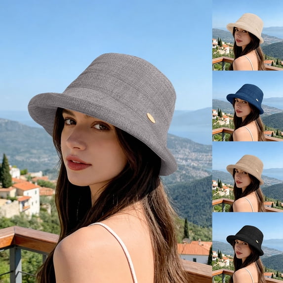 Summer Hats for Women Women Breathable Lightweight Wide Brim Fisherman Sun Hat Beach Beige One Size