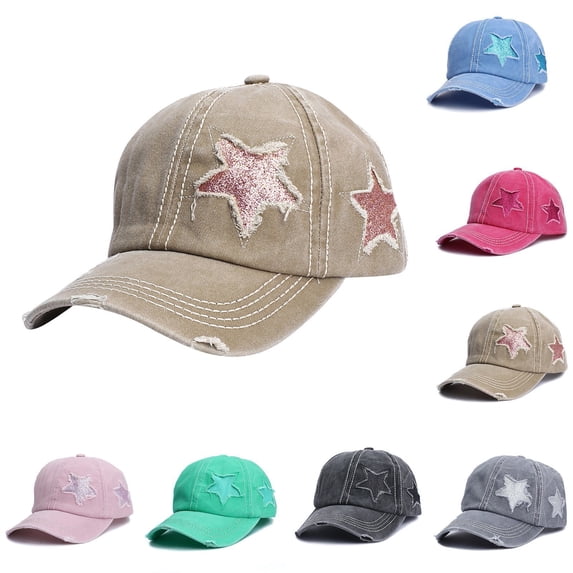 Summer Hats for Women Women Cowboy Star Print Baseball Summer Sun Hat Mint Green One Size