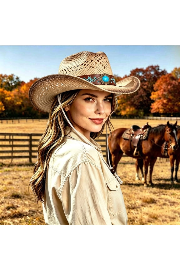 Summer Hats for Women Women Lightweight Open Weave Denim Classic Western Sun Hat Beige One Size