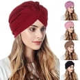 thumbnail image 1 of Summer Hats for Women Women Pre Tied Knot Turban Cap Headwrap Bamboo Linen Style Khaki One Size, 1 of 8