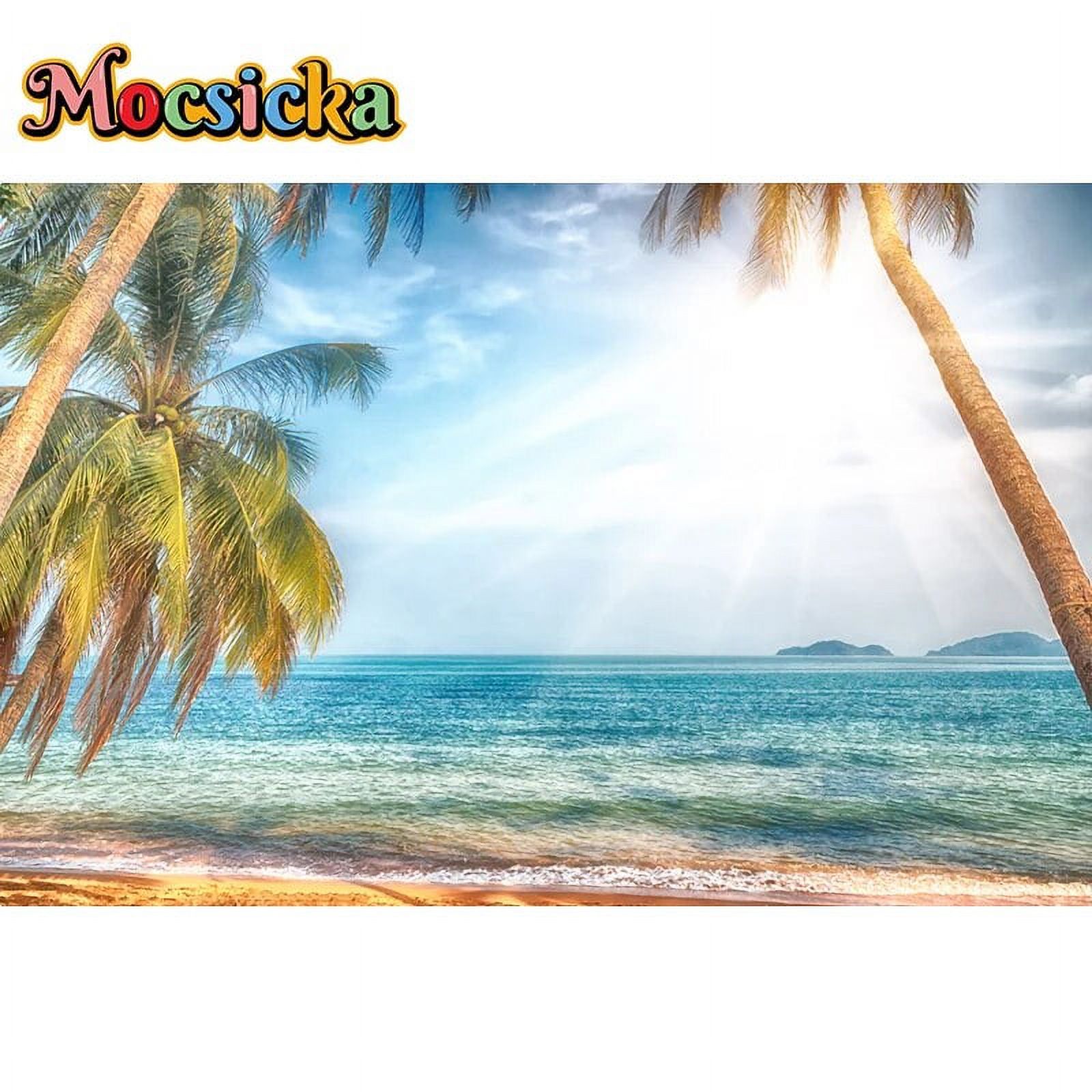 Sunset Ferris Wheel Backdrop 8x6ft - Hawaiian Seaside Palm Tree Photo Background For Parties