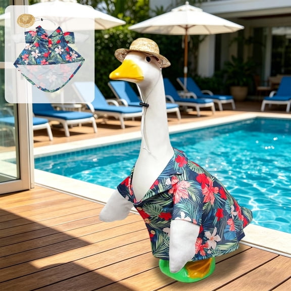 Summer Hawaii Porch Goose Outfits Clothes for 23 Inch Lawn Goose, All Season Decorative Goose Costume, Outdoor Porch Yard Garden Patio Geese Clothes Decoration