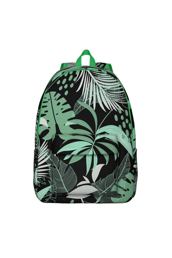 Summer Hawaiian Backpack, Tropical Floral School Bag with Jungle Leaves and Exotic Flowers, Vibrant Beach Design, Hibiscus Pattern