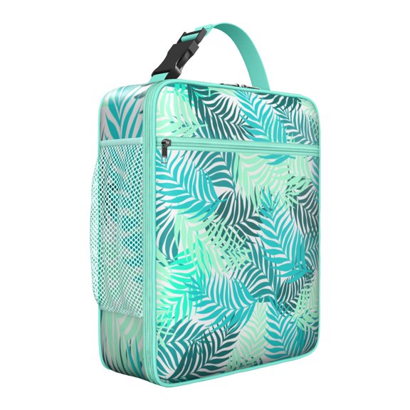 Summer Hawaiian Insulated Lunch Tote – Vibrant Palm Leaf and Exotic Floral Design, Waterproof Durable Thermal Cooler Bag for Tropical Beach, Resort, and Everyday Carry