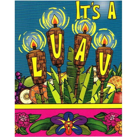 Various Summer Hawaiian Luau 'Tiki Time' Party Invitations, Multicolor, 8 Count