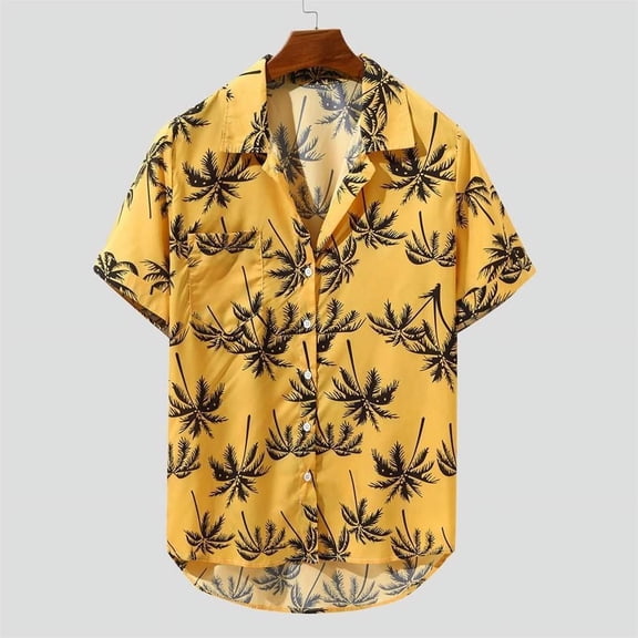 Mens Summer Hawaiian Shirt Thin Short Sleeve Breathable Shirt and Casual Button Down Beach Aloha Shirt for Vacation and