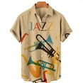 thumbnail image 1 of Summer Hawaiian Shirts For Men Music Guitar Printed Tops Clothing Fashion Casual Oversized Collar Rock And Roll Blouses, 1 of 6