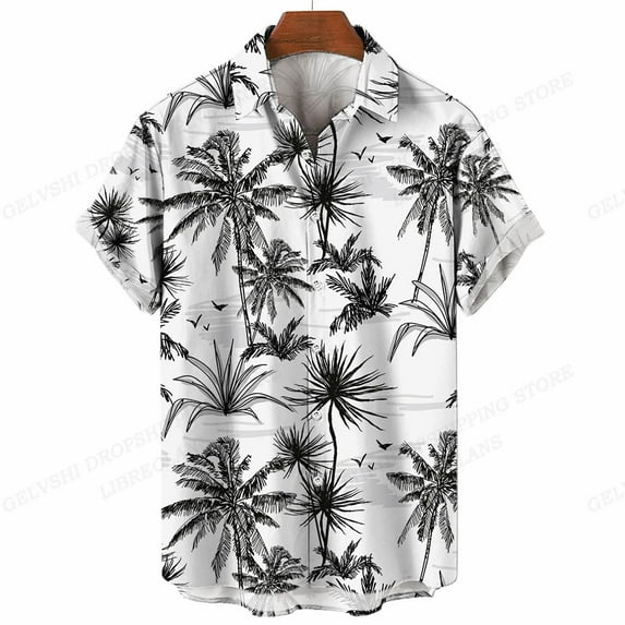 Summer Hawaiian Shirts Men Fashion Short Sleeve Beach Shirt Ethnic Blouse Turn Over Collar Aloha Men's Clothing Vintage