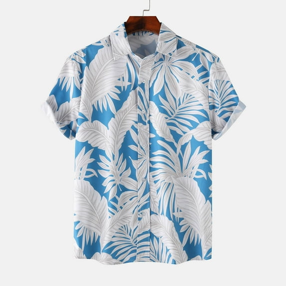 Summer Hawaiian Shirts for Men Vintage,Men's Short Sleeve Button Down Vintage Bowling Shirts,Hawaiian Casual Printed Beach Shirt Summer Regular Fit Top,Mens Floral Beach Shirts Wrinkle Free