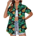 thumbnail image 1 of Summer Hawaiian Shirts for Women Basic Collared Tee Shirt Coconut Palm Hawaii Style Tunic Blouses Button Down Short Sleeve Blouses Beach Shirt Tropical Shirts Loose Flowy Vacation Clothes, 1 of 6