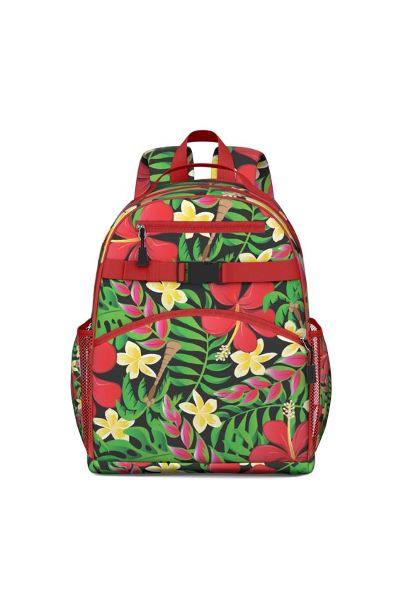 Summer Hawaiian Waterproof Backpack - Breathable Padded Bag with Side Pockets